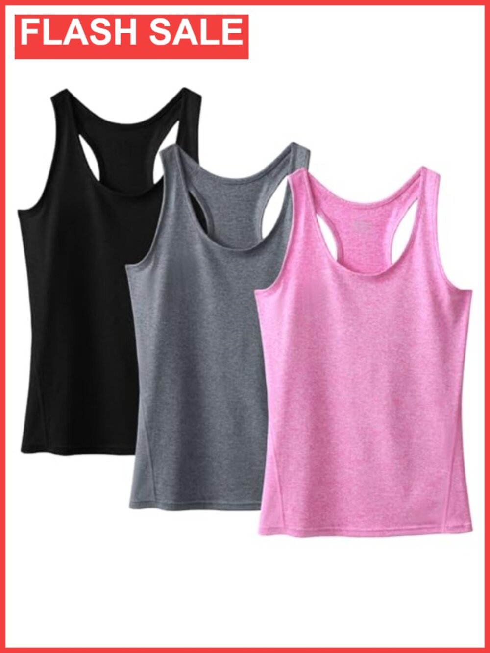 Women's 3-Pack Workout Tank Tops Racerback Athletic Compression Sleeveless Dry